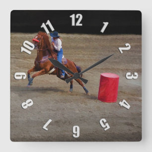 Rodeo Cowgirl Barrel-Racing Western Themed Clock
