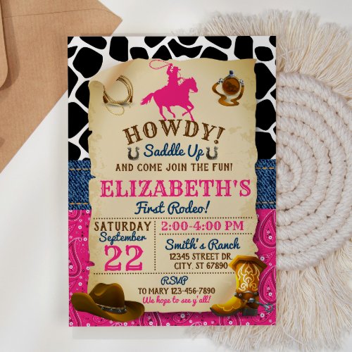 Rodeo Cowgirl Birthday Invitation
