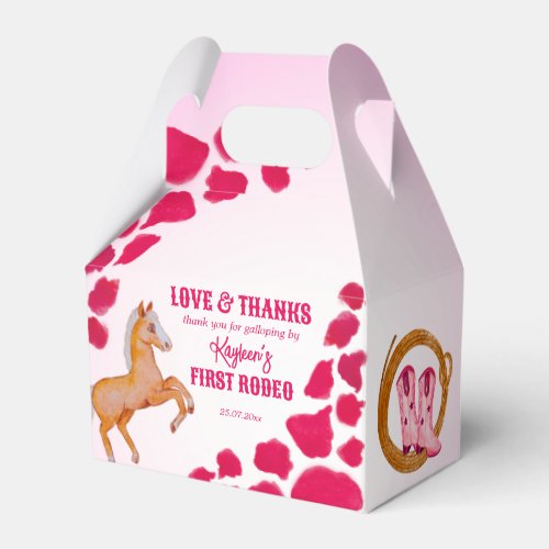 Rodeo cowgirl birthday pink cow pattern pony  favor boxes