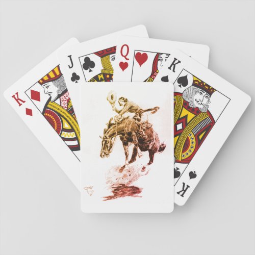 Rodeo Cowgirl by CM Russell Playing Cards