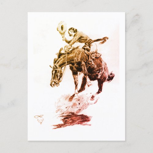 Rodeo Cowgirl by CM Russell Postcard