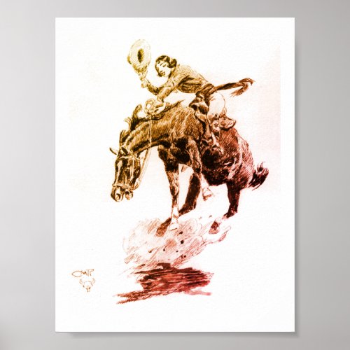 Rodeo Cowgirl by CM Russell Poster