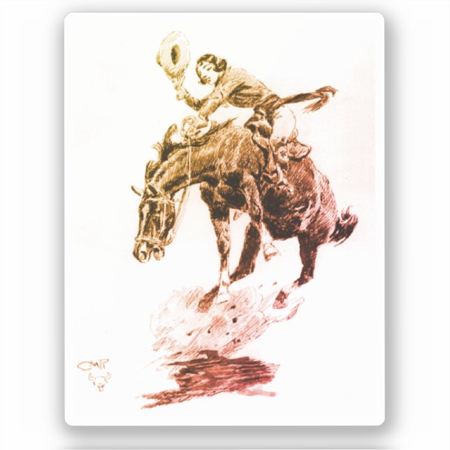Rodeo Cowgirl (by C.M. Russell) Sticker (Front)