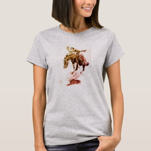 Rodeo Cowgirl by CM Russell T_Shirt