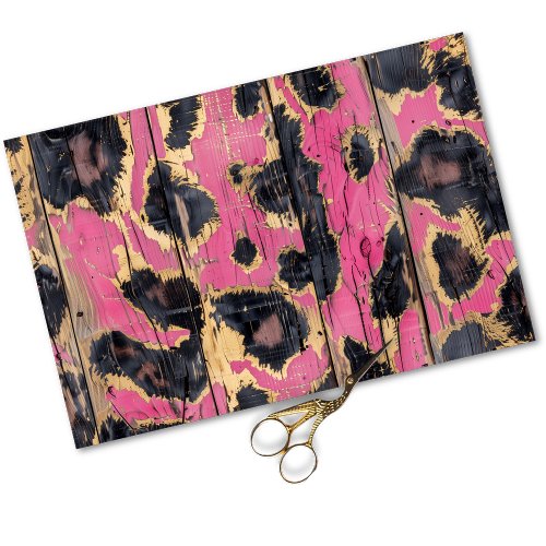 Rodeo Cowgirl Glam Pink Leopard Print Decoupage  Tissue Paper