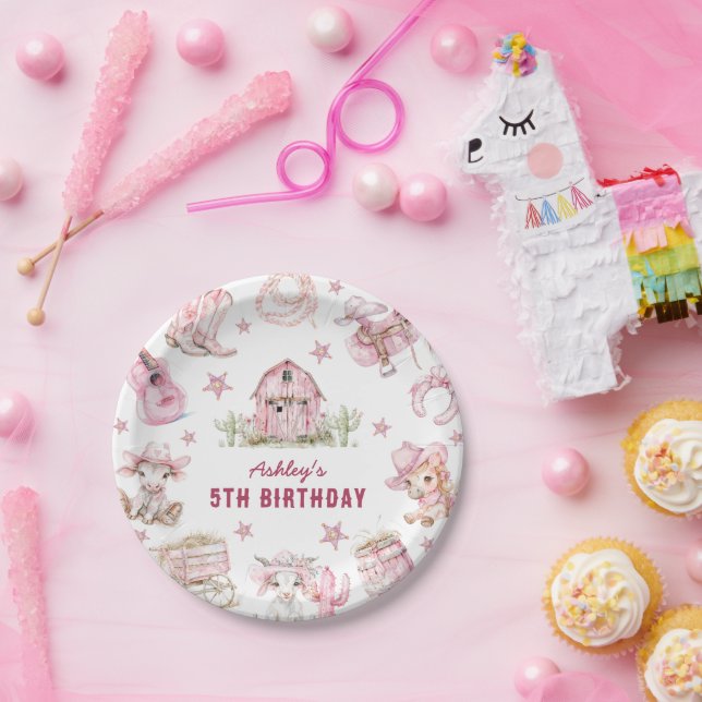 Rodeo Cowgirl Kids Birthday Paper Plates (Party)