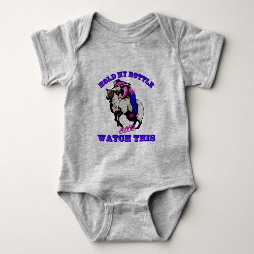 Rodeo Cowgirl Mutton Bustin Bottle Watch This Baby Bodysuit