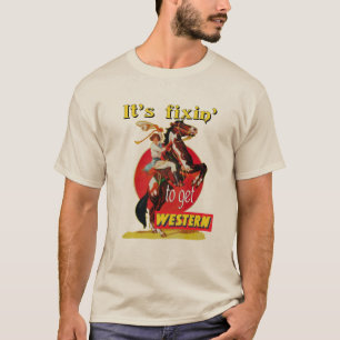 Rodeo Cowgirl On Horse Fixin to Get Western T-Shirt