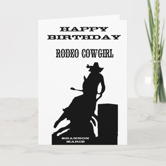 "Rodeo Cowgirl" Western Birthday Card (Front)