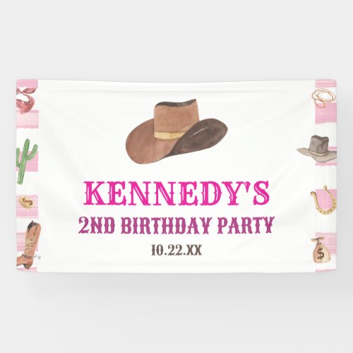 Rodeo Cowgirl Western Wild West Birthday Party Banner