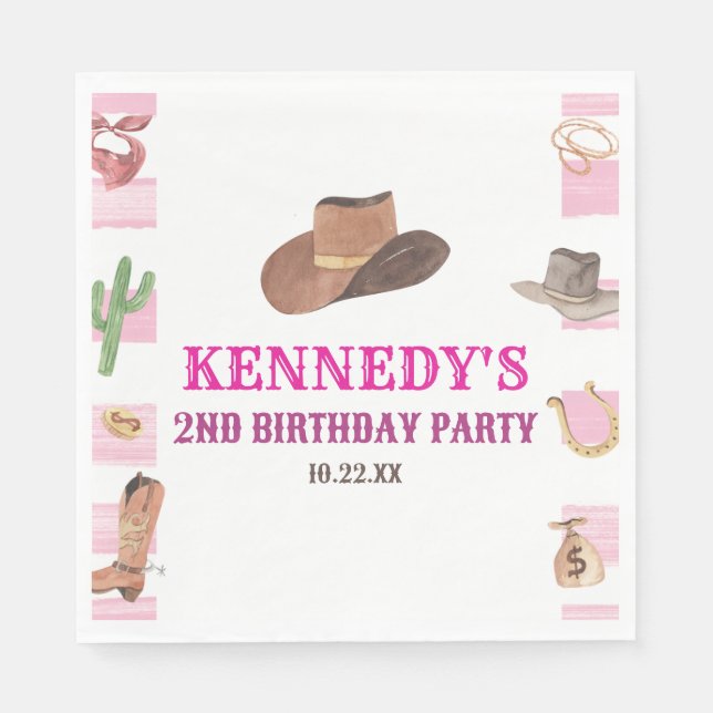 Rodeo Cowgirl Western Wild West Birthday Party Napkins (Front)