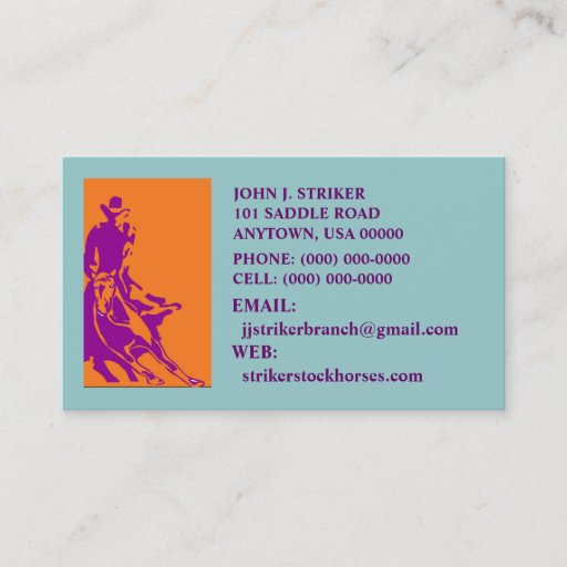 Customizable RODEO CUTTING STOCK HORSE BUSINESS CARDS COWBOY
