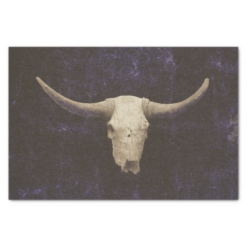 Rodeo Dark Purple Rustic Western Bull Cow Skull Tissue Paper