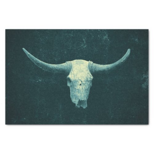 Rodeo Dark Teal Rustic Western Texture Bull Skull Tissue Paper