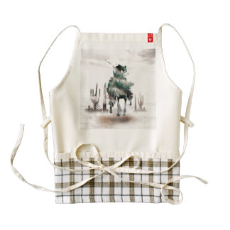 Rodeo - double exposure - cowboy - rodeo cowboy zazzle HEART apron