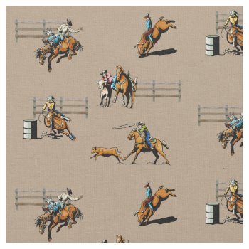 Rodeo Events Western Cowboy Cowgirl Horse Fabric by RODEODAYS at Zazzle