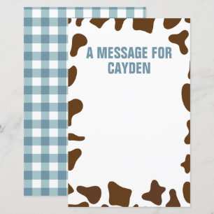 Rodeo First Birthday Time Capsule Message Card