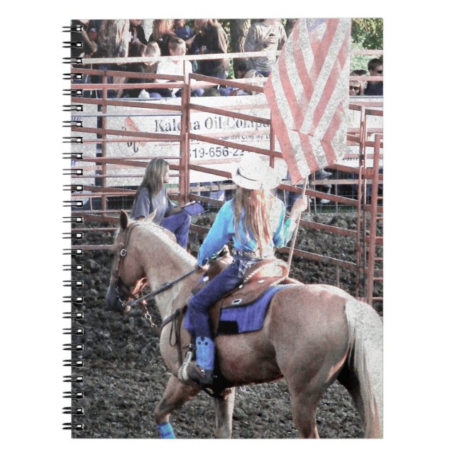 Rodeo Flag Horse and Cowgirl Notebook (Front)