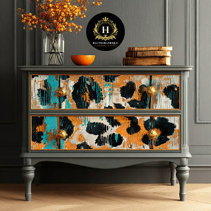 Rodeo Glam Turquoise Leopard Print Decoupage  Tissue Paper