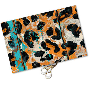 Rodeo Glam Turquoise Leopard Print Decoupage Tissue Paper
