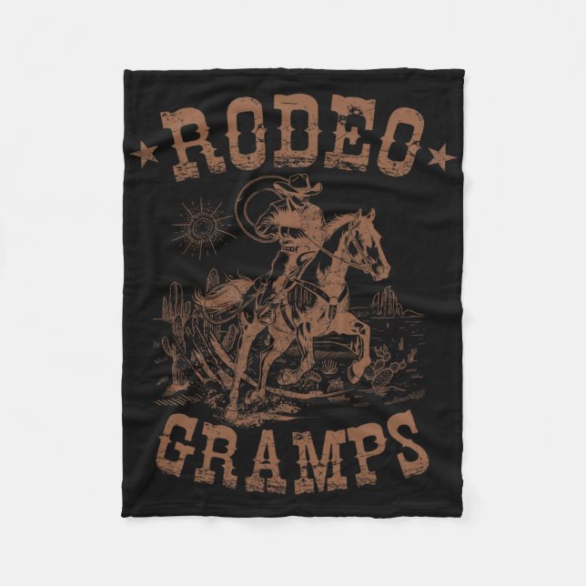 Rodeo Gramps Western Cowboy Family Matching Father Fleece Blanket (Front)