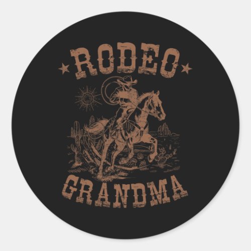 Rodeo Grandma Western Cowboy Family Matching Mothe Classic Round Sticker
