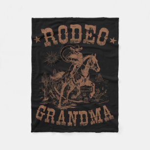 Rodeo Grandma Western Cowboy Family Matching Mothe Fleece Blanket