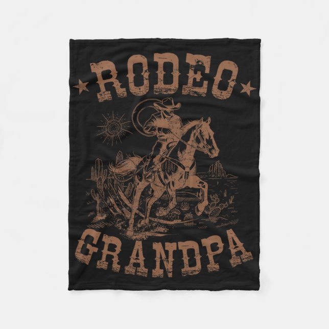 Rodeo Grandpa Western Cowboy Family Matching Fathe Fleece Blanket (Front)