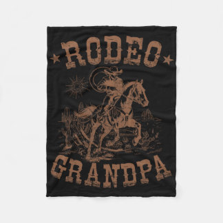 Rodeo Grandpa Western Cowboy Family Matching Fathe Fleece Blanket