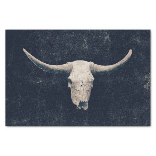 Rodeo Gray Rustic Western Texture Bull Cow Skull Tissue Paper