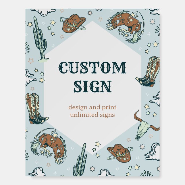 Rodeo Hat Cowboy Custom Sign Foam Board (Front)