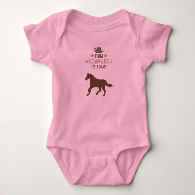 Rodeo Horse New Cowgirl In Town Baby Bodysuit (Front)