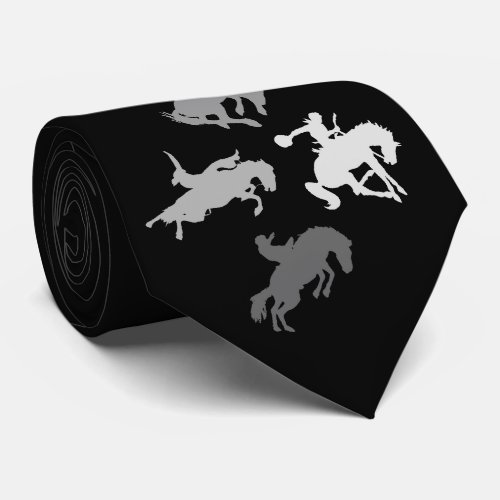 Rodeo Horses  Black Neck Tie