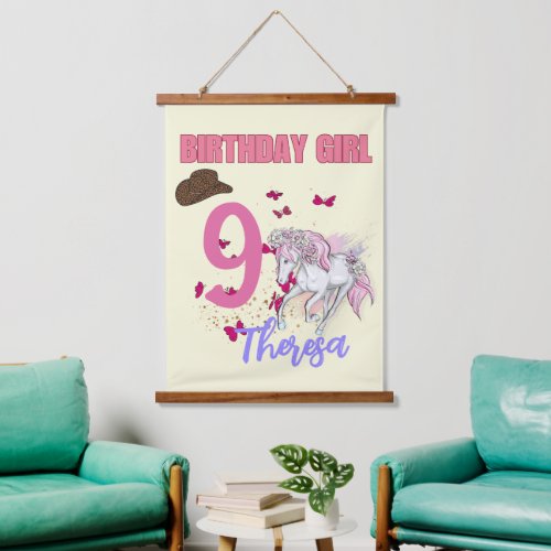 Rodeo Horses Pony Flowers Birthday Party Girl  Hanging Tapestry