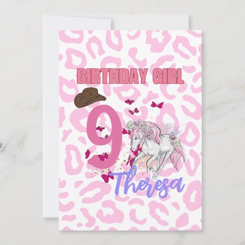 Rodeo Horses Pony Flowers Birthday Party Girl Invitation