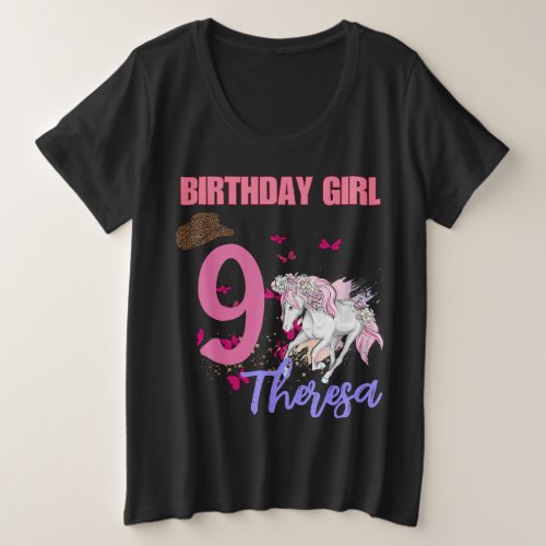 Rodeo Horses Pony Flowers Birthday Party Girl  Plus Size T_Shirt