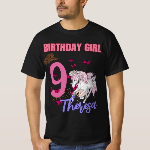 Rodeo Horses Pony Flowers Birthday Party Girl  T_Shirt
