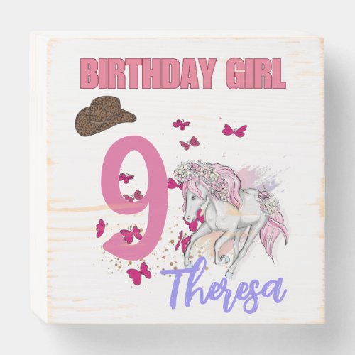 Rodeo Horses Pony Flowers Birthday Party Girl  Wooden Box Sign