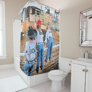 Rodeo Kids On The Fence Cowboy Cowgirl Western Shower Curtain