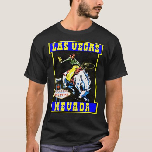 RODEO LAS VEGAS NEVADA COWBOY HORSE VINTAGE 2 Stic T_Shirt