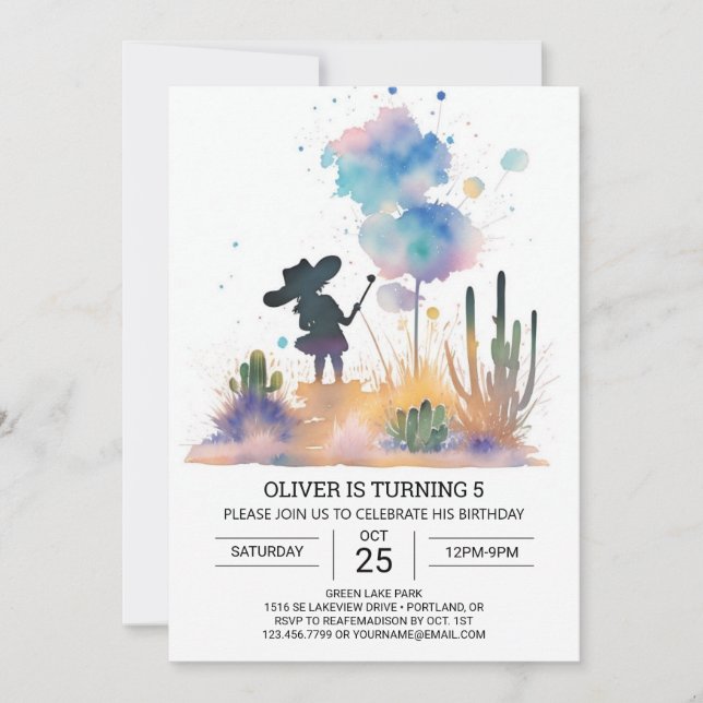 Rodeo Modern Cowboy Birthday Invitation (Front)