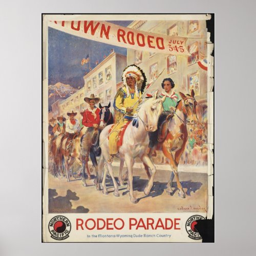 Rodeo Montana Vintage Travel Poster Ad Retro Print