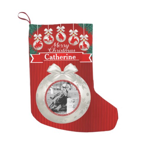 Rodeo Ornaments On Red Custom Photo Stocking