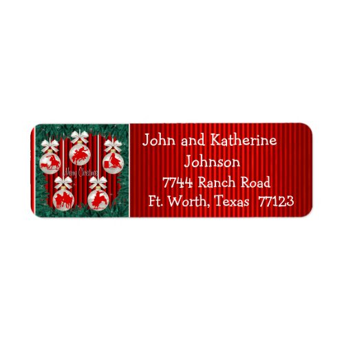 Rodeo Ornaments On Red Holiday Address Labels