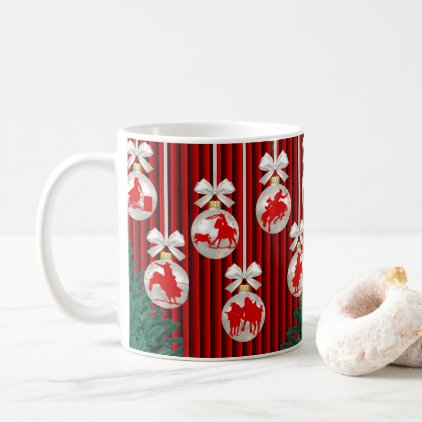 Rodeo Ornaments On Red Holiday Mug/Cup Coffee Mug