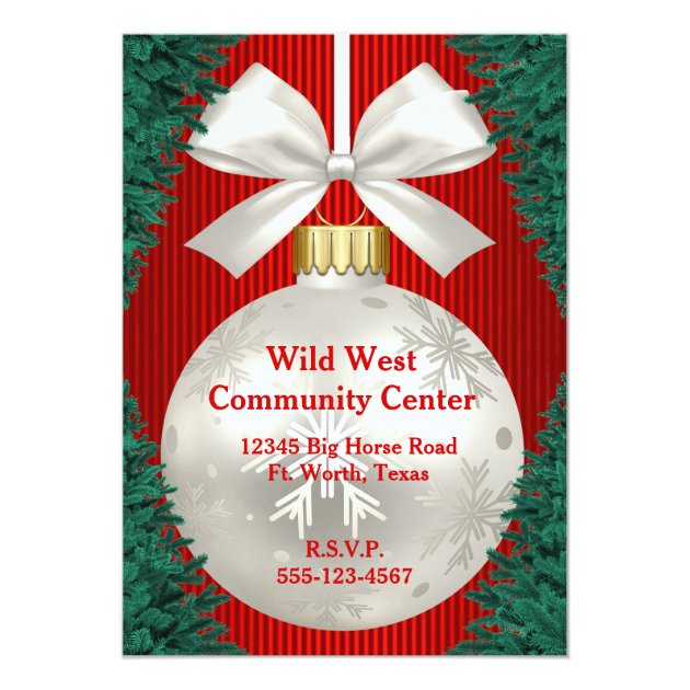 Rodeo Ornaments Wreath Border Red Invitation