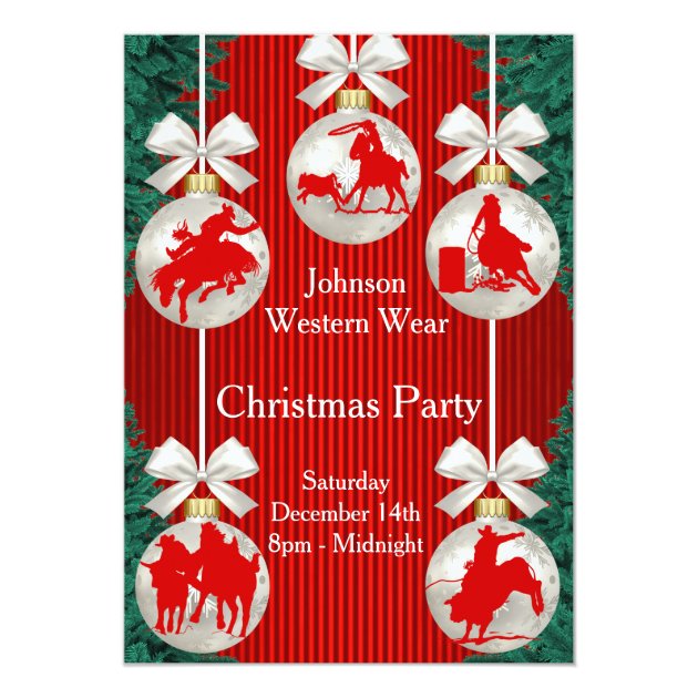 Rodeo Ornaments Wreath Border Red Invitation