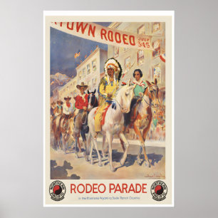 Rodeo Parade in Montana Vintage Travel Poster