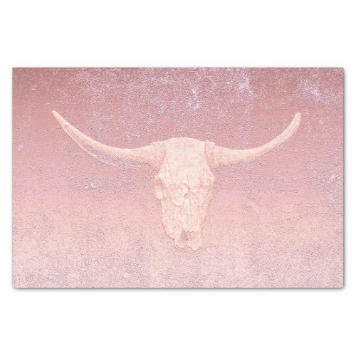 Rodeo Pink Art Texture Rustic Bull Skull Tissue Paper