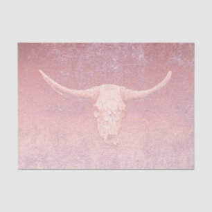 Rodeo Pink Art Texture Rustic Bull Skull Tissue Paper